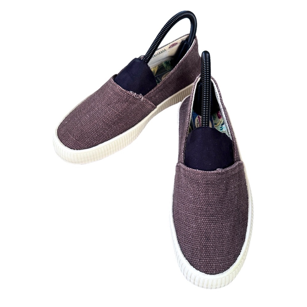 Tommy Bahama Women’s Deck Shoes Slip On Canvas Jute Linen Espresso Size 7.5